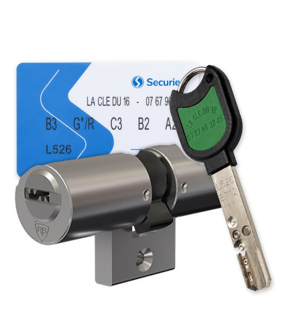 Cylindre compatible Bricard Bloctout RB-Locks Locxis avec carte de propriété et clé profil La Clé du 16