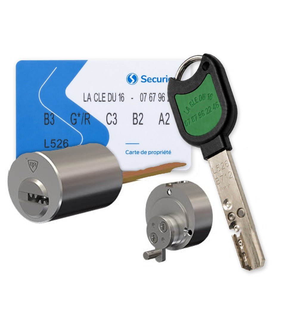 Jeu de cylindres compatible Cisa RB-Locks Locxis avec carte de propriété et clé profil La Clé du 16