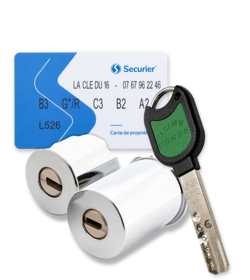 Jeu de cylindres compatible Izis et Cavith RB-Locks Locxis avec carte de propriété et clé profil La Clé du 16