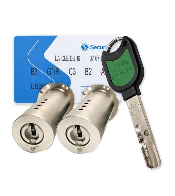 Jeu de cylindres compatible Muel et VAK RB-Locks Locxis avec carte de propriété et clé profil La Clé du 16