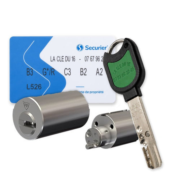 Jeu de cylindres compatible Vachette 3 points RB-Locks Locxis avec carte de propriété et clé profil La Clé du 16